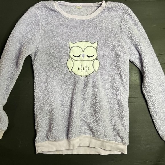 Owl Girl Large Light Purple‎ Fleece Sweatshirt - Picture 1 of 6